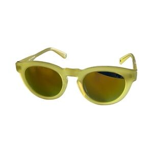 DIFF Eyewear Round Sunglasses Yellow Frame Mirrored Lens Retro Style